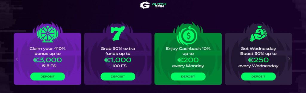 GlitchSpin Casino promotions