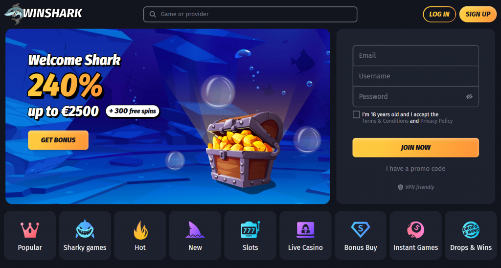 Ausländische Online Casino WinShark